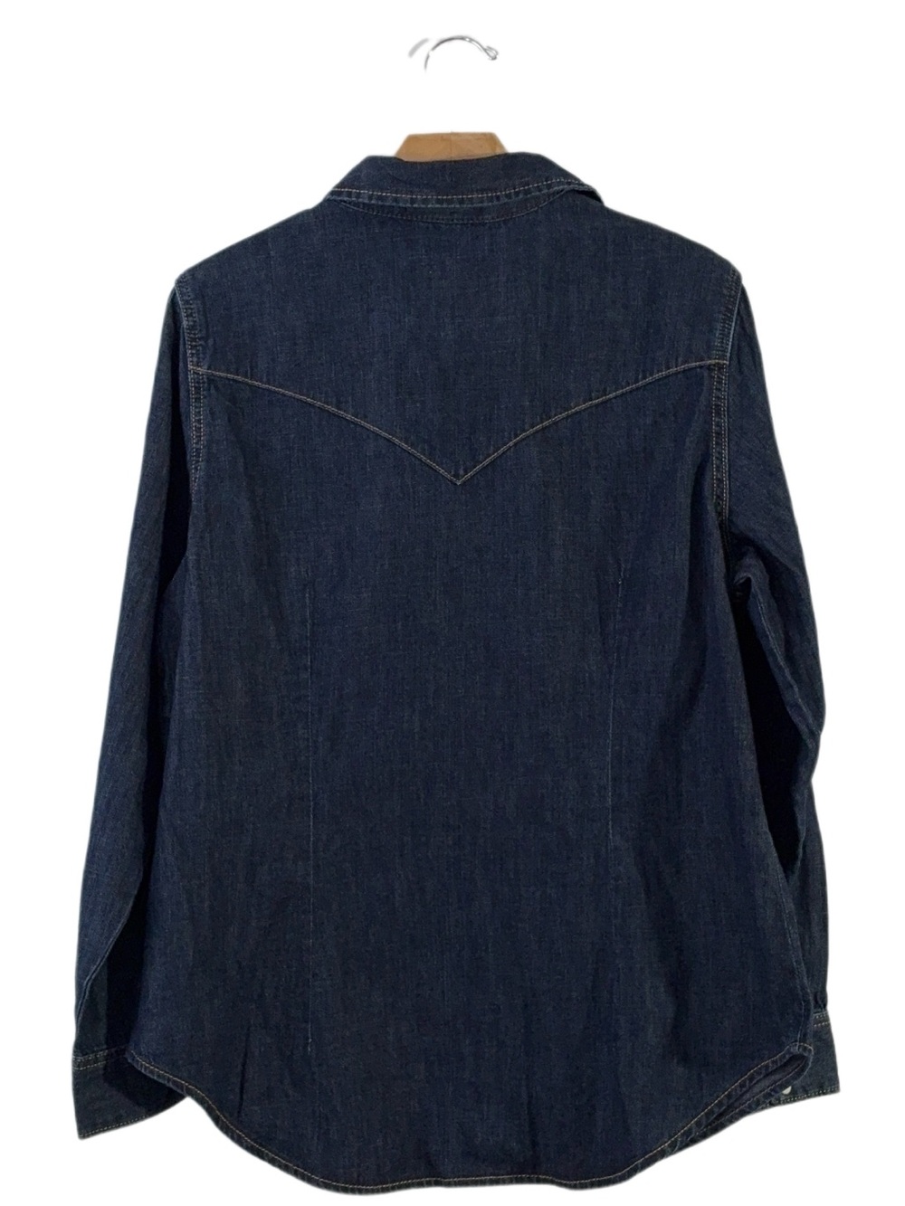 Wrangler Women’s Iconic Western Snap Button Blue Denim Cowgirl Shirt - Picture 6 of 9